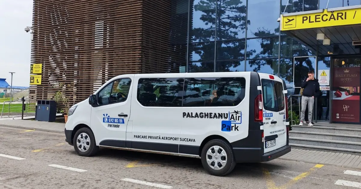 Microbuz transfer gratuit catre Aeroportul Suceava de la Palagheanu Air Park